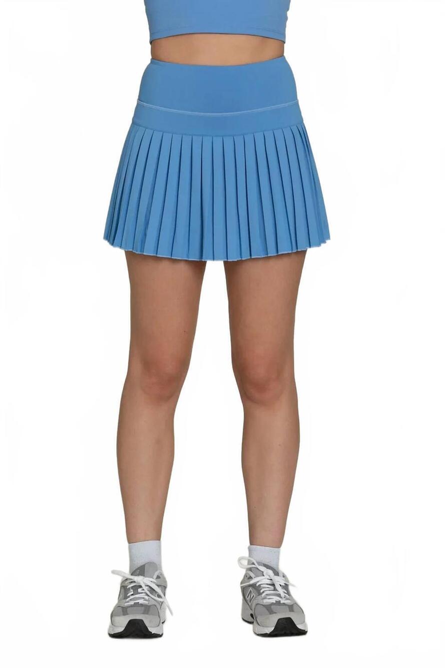 NEW GOLD HINGE pleated tennis skirt in marina blue
